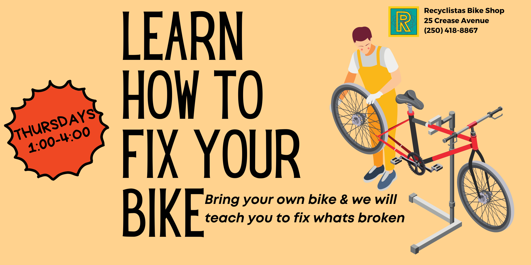 Learn to Fix Your Bike at Recyclistas on Thursdays from 1-4